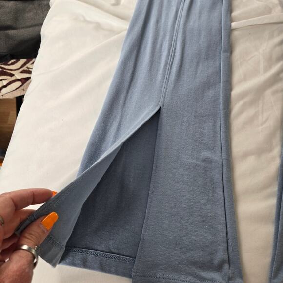 Meijer NWT split hem flare bottom stretch leggings pants medium light blue - Picture 9 of 9